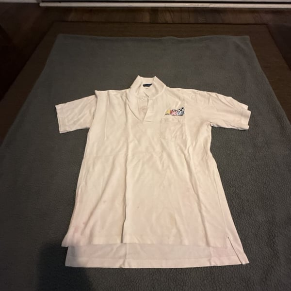 Crystal Springs NASCAR Polo Size L White Embroidered Logo Pocket Shirt
