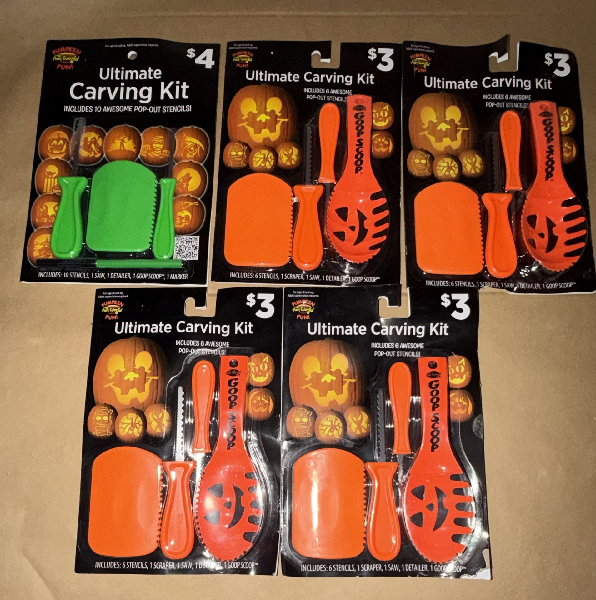 Lot Of 5 Fun World Ultimate Pumpkin Carving Kits 1