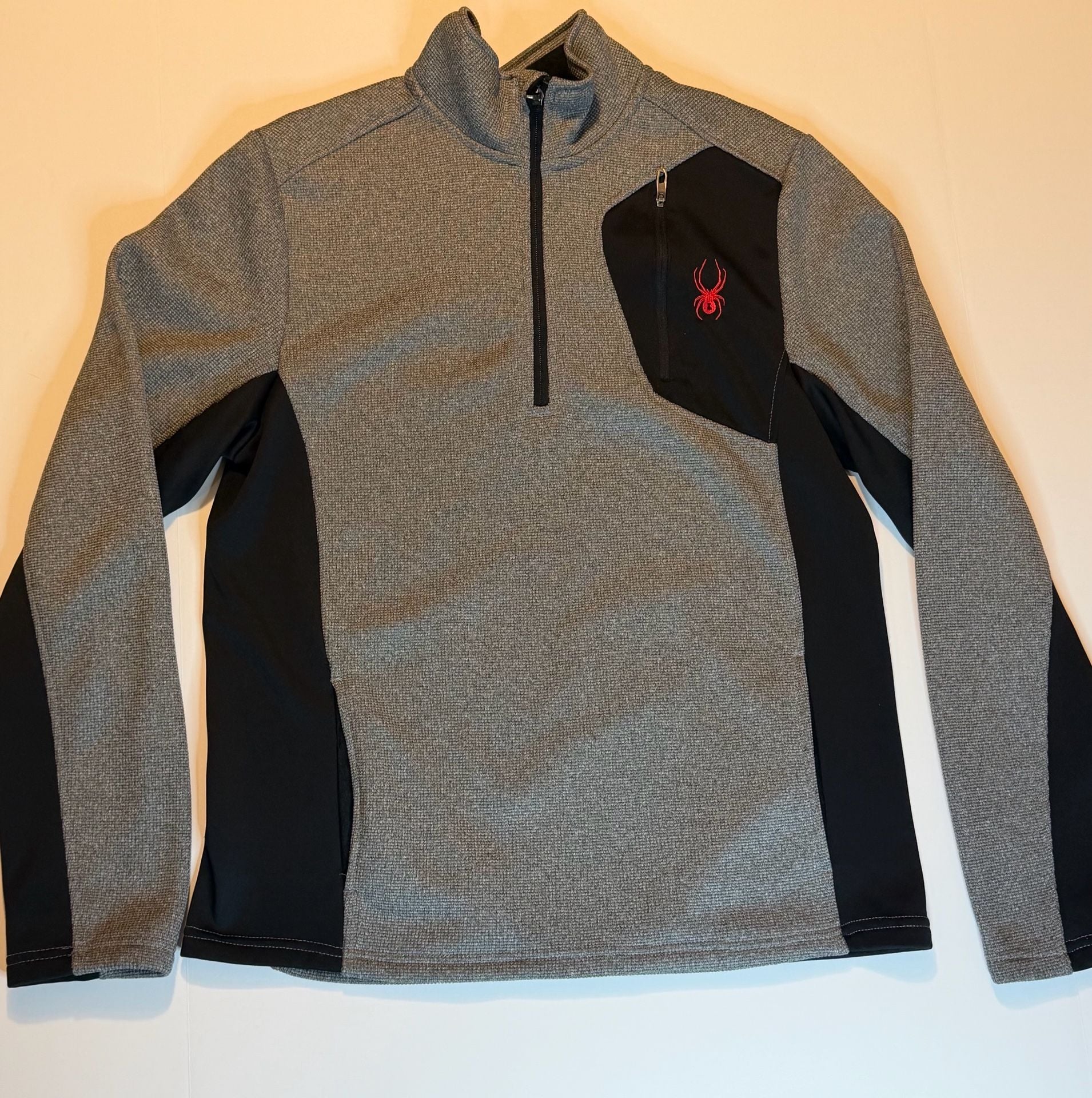Spyder Bandit 1/2 Zip Pullover Size M Gray Black Fleece 2