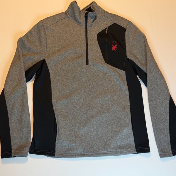 Spyder Bandit 1/2 Zip Pullover Size M Gray Black Fleece