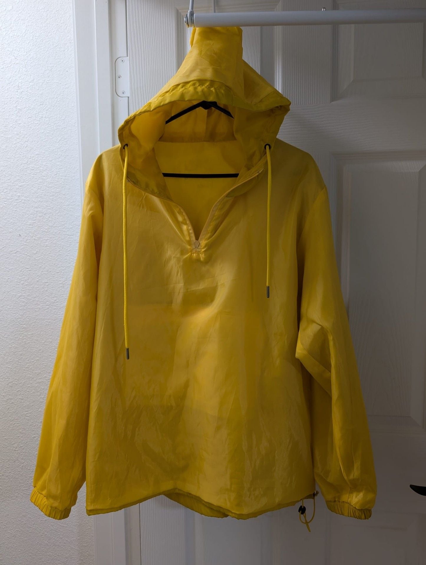 Born AGN Anorak Windbreaker Size Large Yellow Hooded Pullover Jacket 8