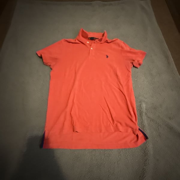 U.S. Polo Assn. Polo Shirt Size L Orange Short Sleeve Cotton