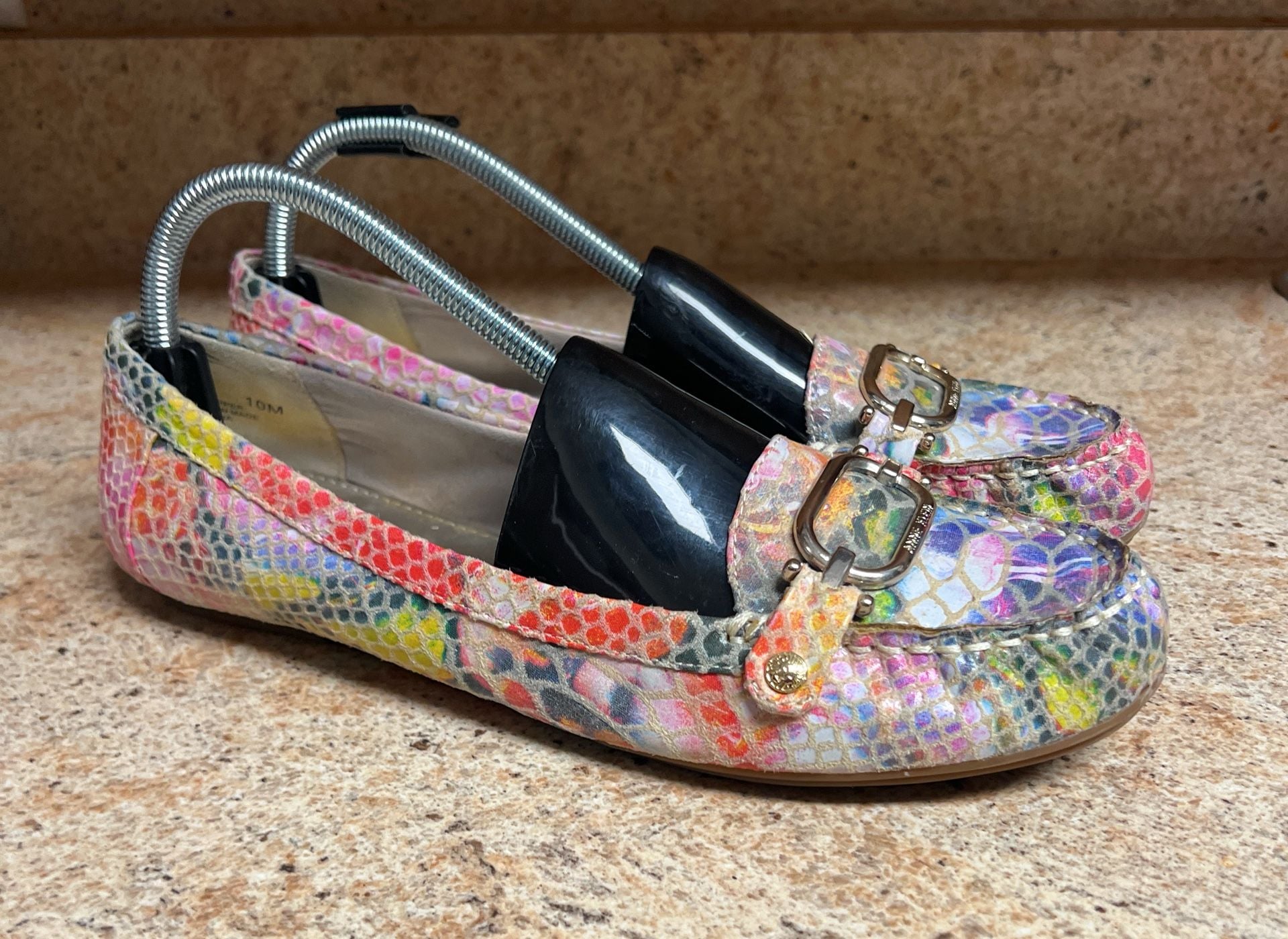 Anne Klein Loafers Size 10M Multicolor Snakeskin Print Buckle 2