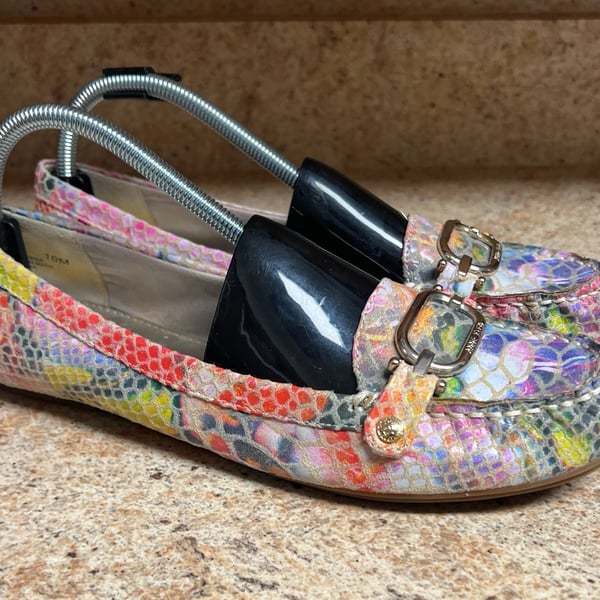 Anne Klein Loafers Size 10M Multicolor Snakeskin Print Buckle