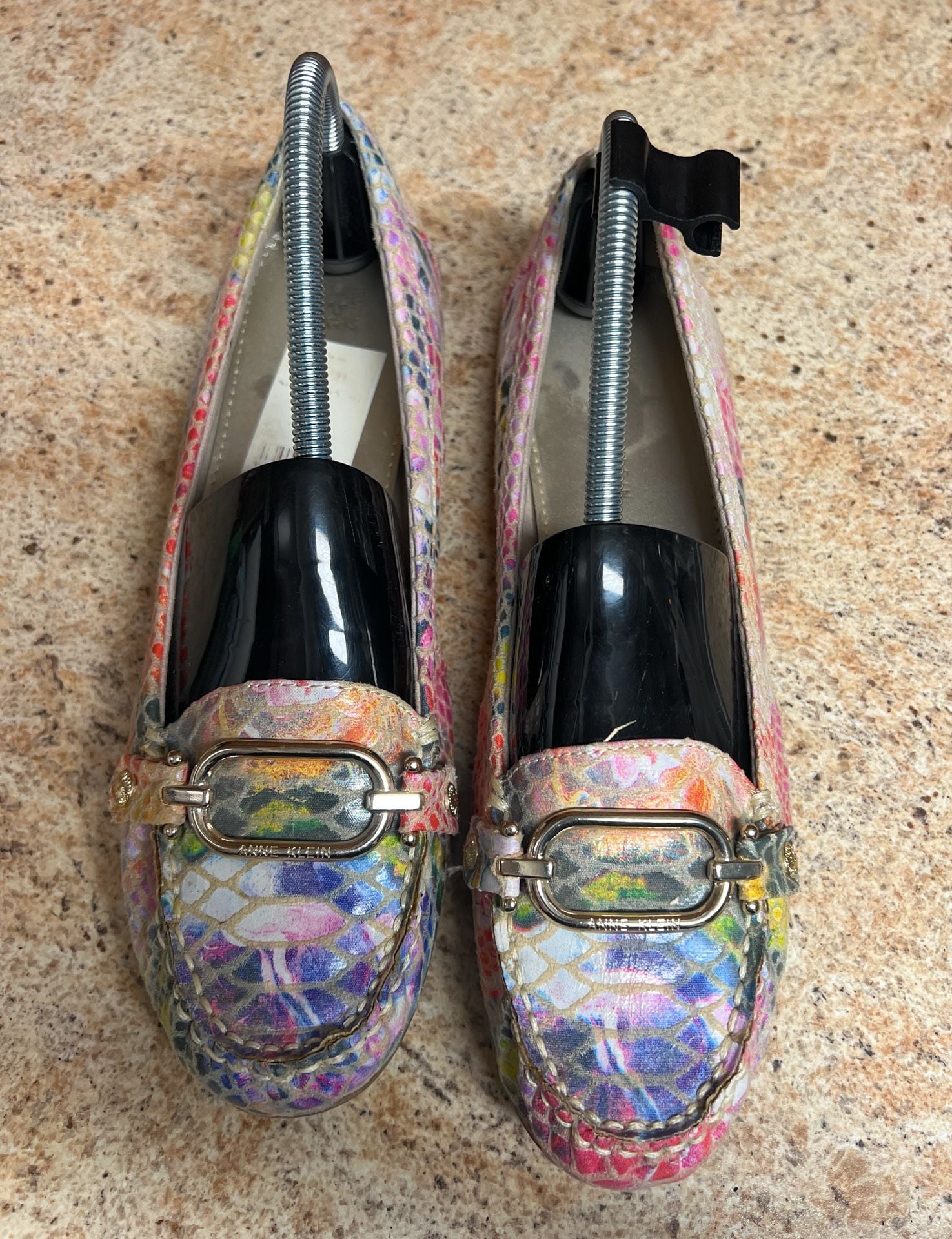 Anne Klein Loafers Size 10M Multicolor Snakeskin Print Buckle 3