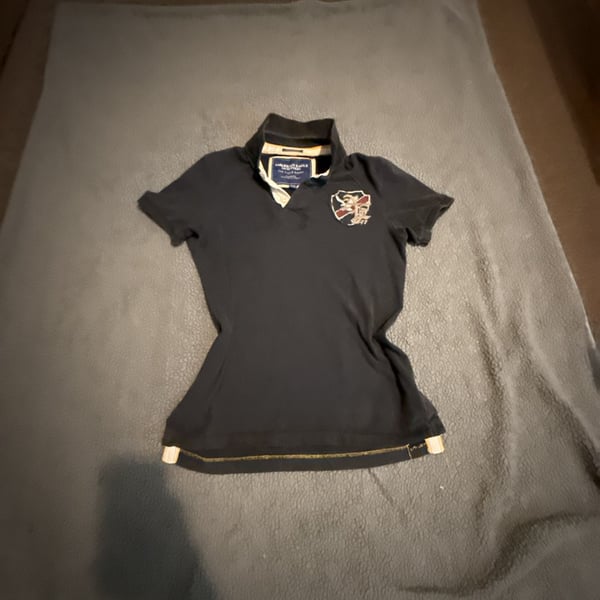 American Eagle Outfitters The Eagle Rugby Polo Size S Black Crest Logo