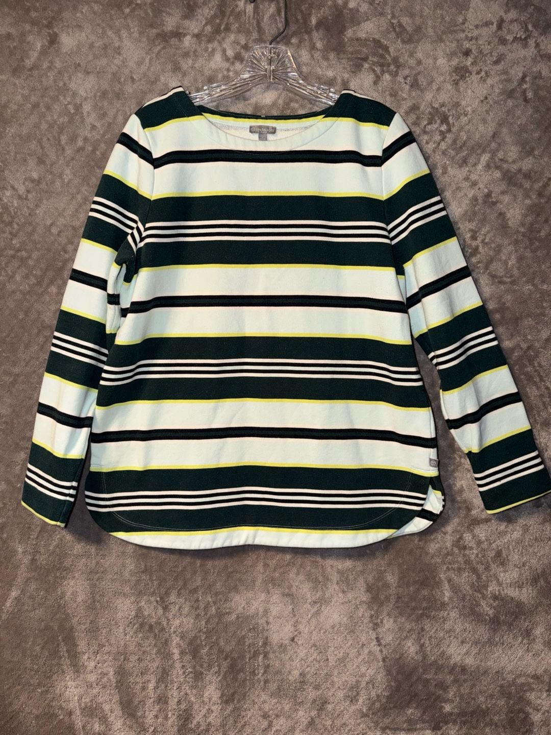 T by Talbots French Terry Pullover Size L Stripe Long Sleeve Top 3