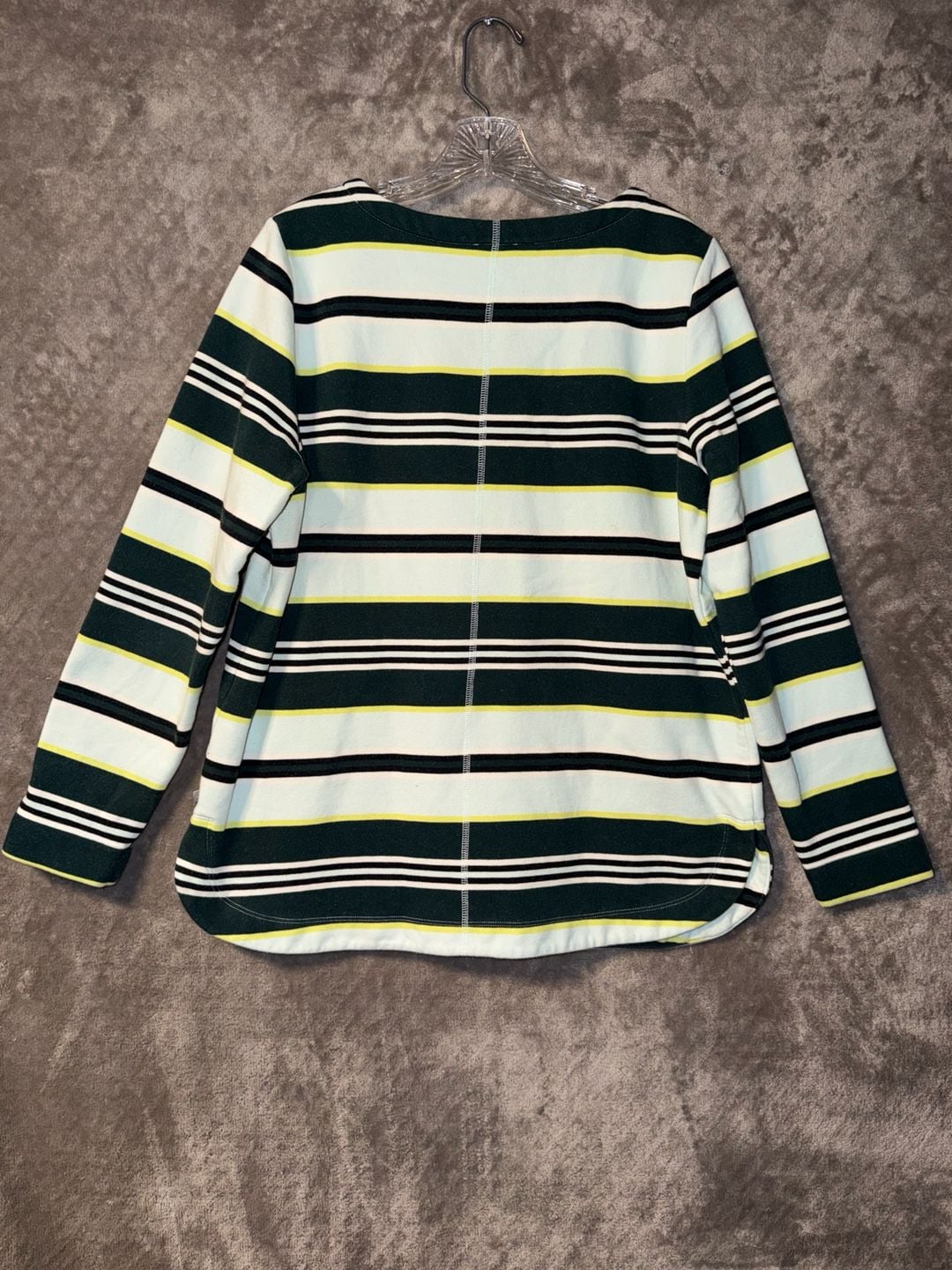 T by Talbots French Terry Pullover Size L Stripe Long Sleeve Top 8