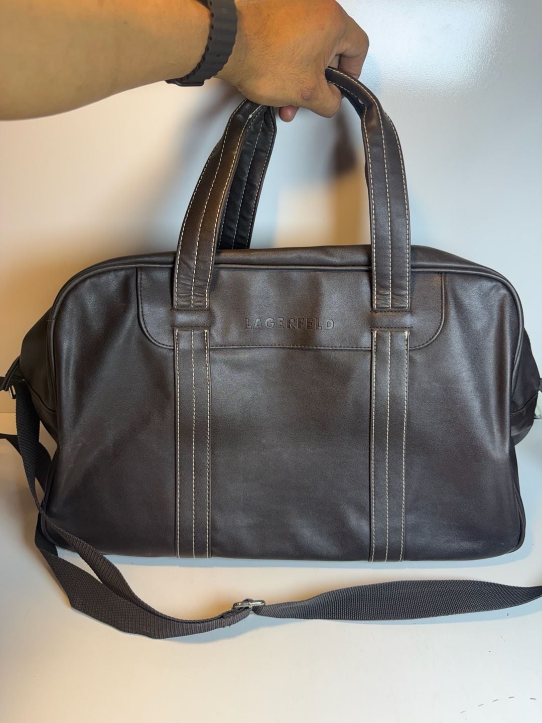 Lagerfeld Brown Duffle Travel Bag Weekender 7