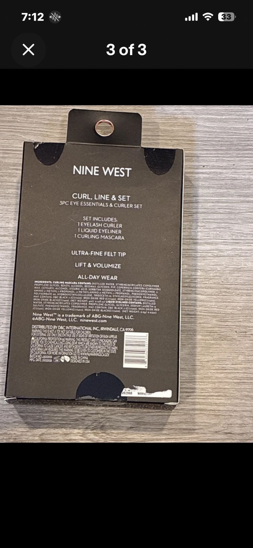 Nine West Curl, Line & Set 3pc Eye Essentials & Curler Set 3