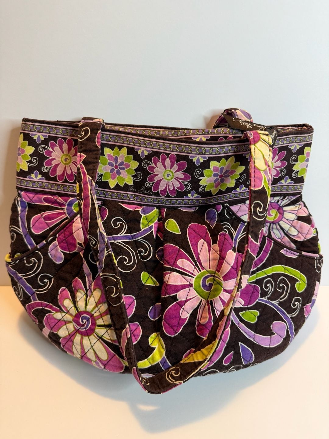 Vera Bradley Morgan Shoulder Bag Purple Punch Floral Quilted Tote 2