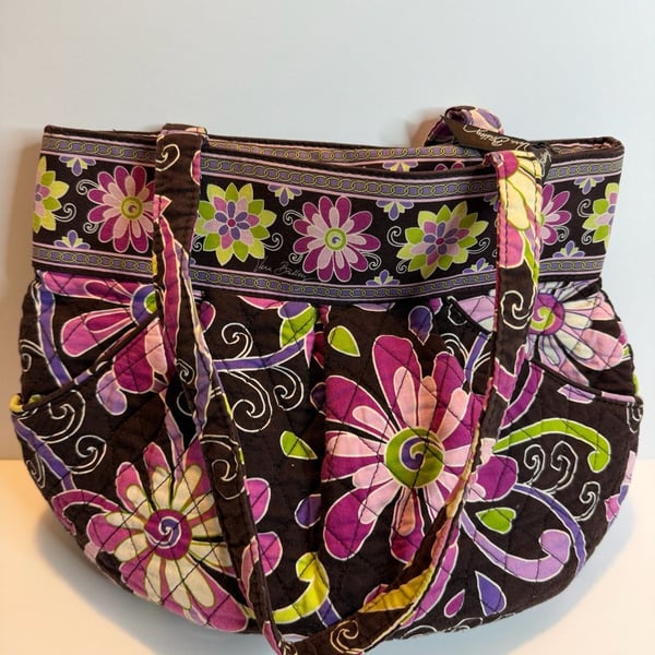 Vera Bradley Morgan Shoulder Bag Purple Punch Floral Quilted Tote