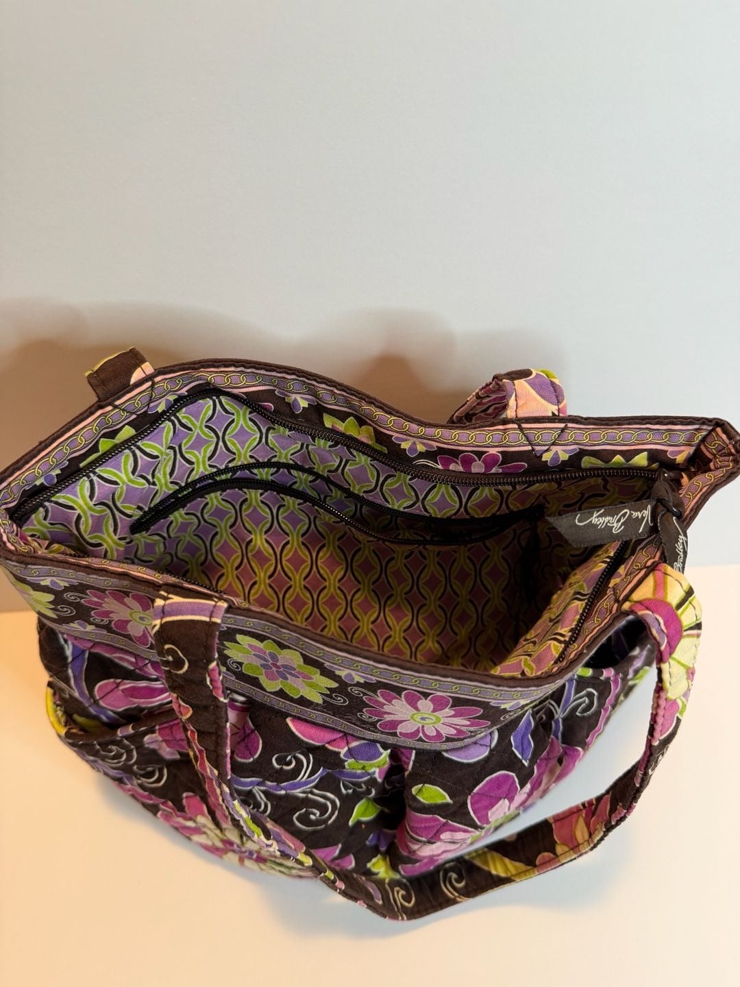 Vera Bradley Morgan Shoulder Bag Purple Punch Floral Quilted Tote 4