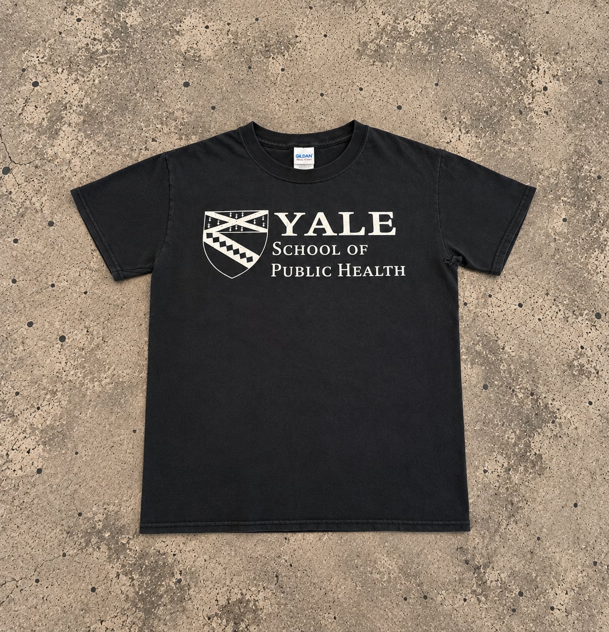 Sun Faded Gildan Yale School of Public Health T-Shirt Black 2