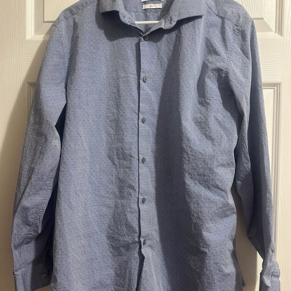 Calvin Klein Slim Fit Button Down Shirt 16 1/2 32/33 Blue