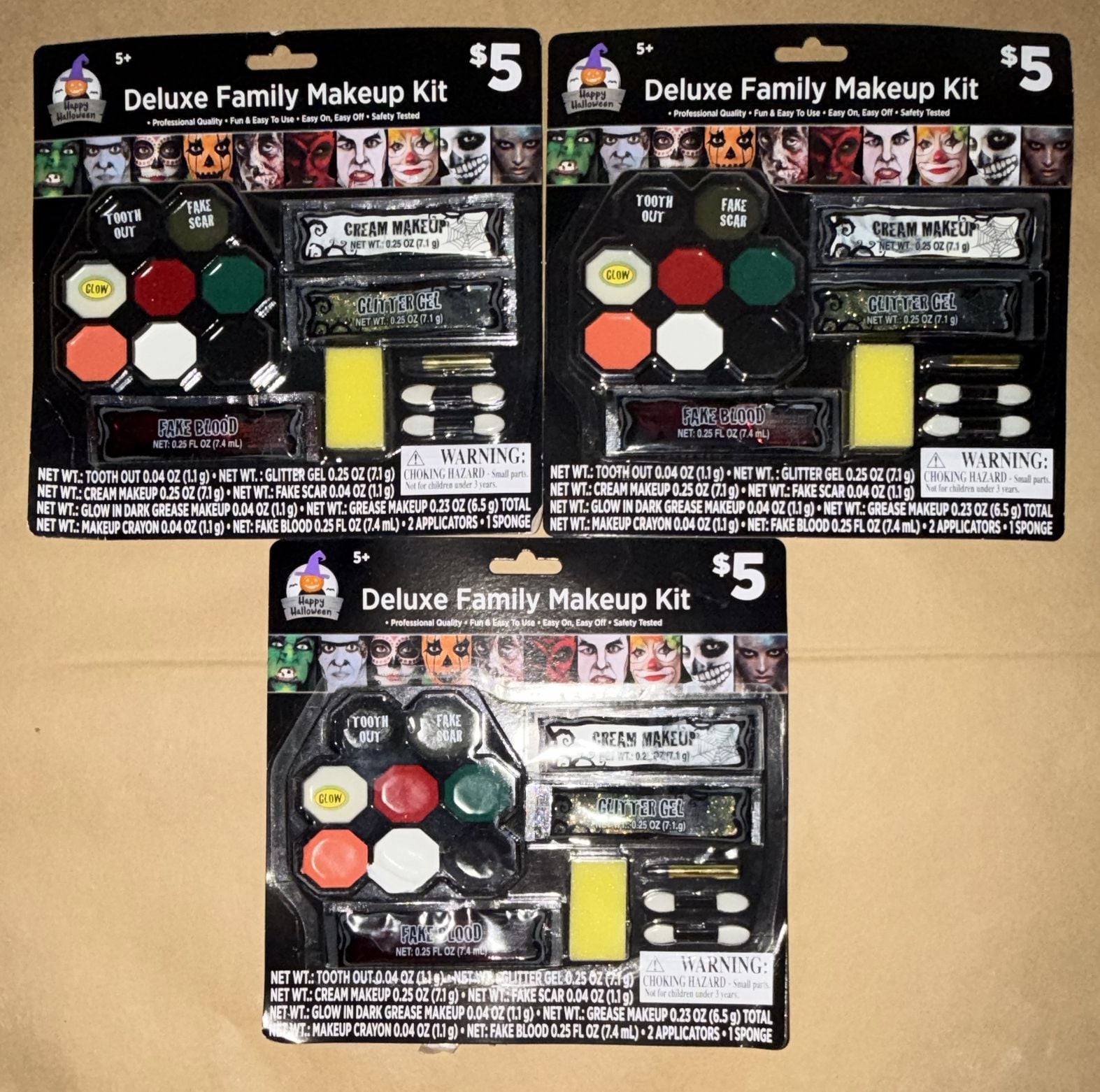 Happy Halloween Deluxe Family Makeup Kit 3 Pack 1