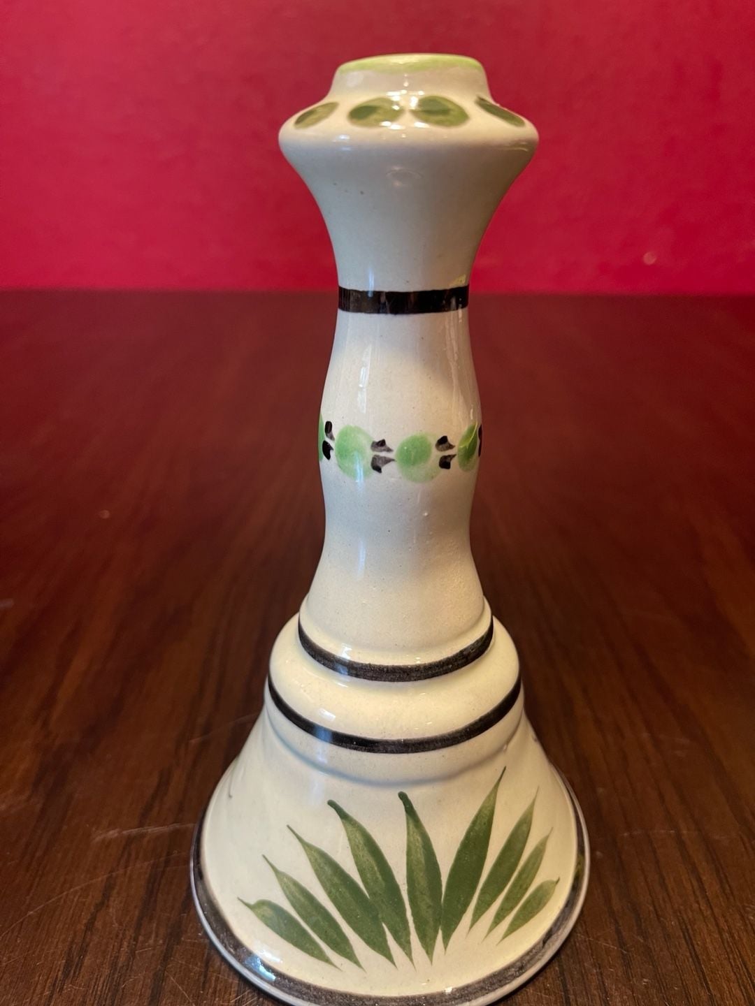 Vintage Mexican Talavera Pottery Candle Stick Holder Green Floral 3