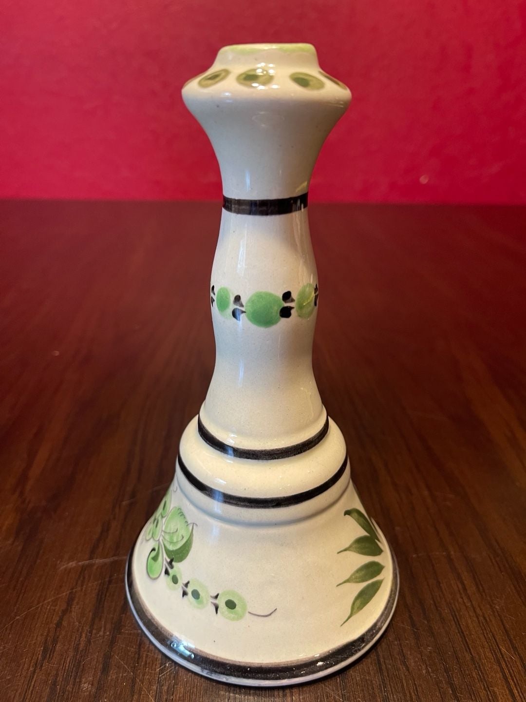 Vintage Mexican Talavera Pottery Candle Stick Holder Green Floral 4