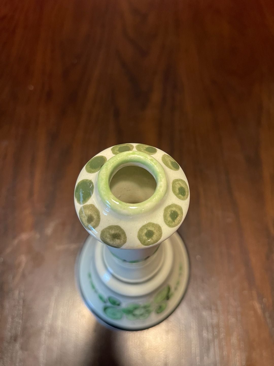Vintage Mexican Talavera Pottery Candle Stick Holder Green Floral 5