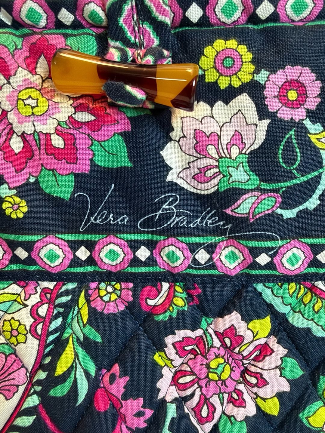 Vera Bradley Quilted Tote Bag Petal Paisley Black Floral 3