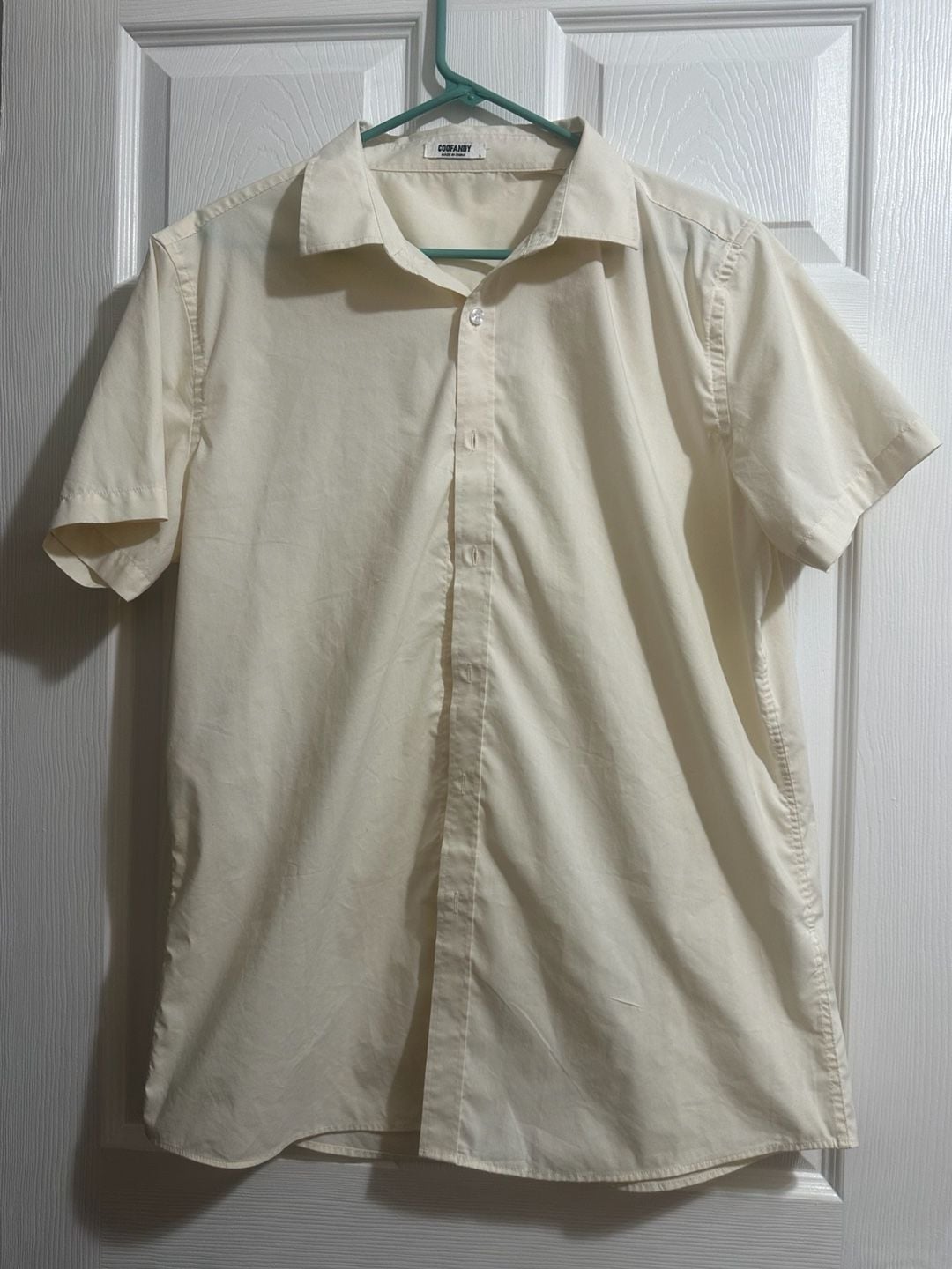 Coofandy Shirt Size L Cream Short Sleeve 2
