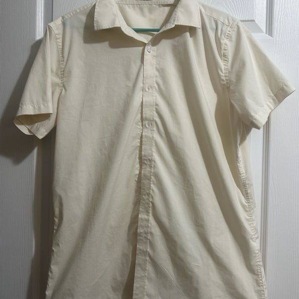 Coofandy Shirt Size L Cream Short Sleeve