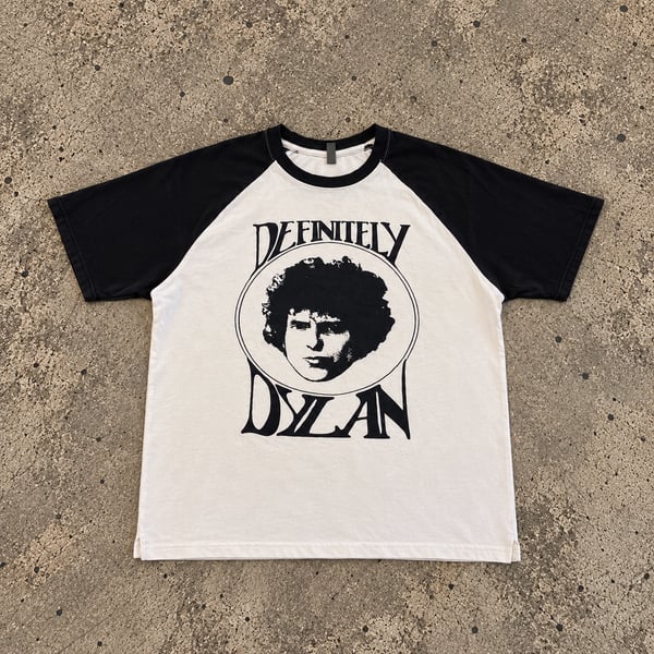 Definitely Dylan Bob Dylan Portrait T-Shirt White Black Raglan