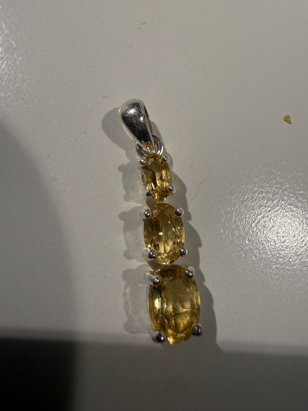 RJ Citrine Gemstone Pendant 925 Sterling Silver Oval Cut Three Stone 2