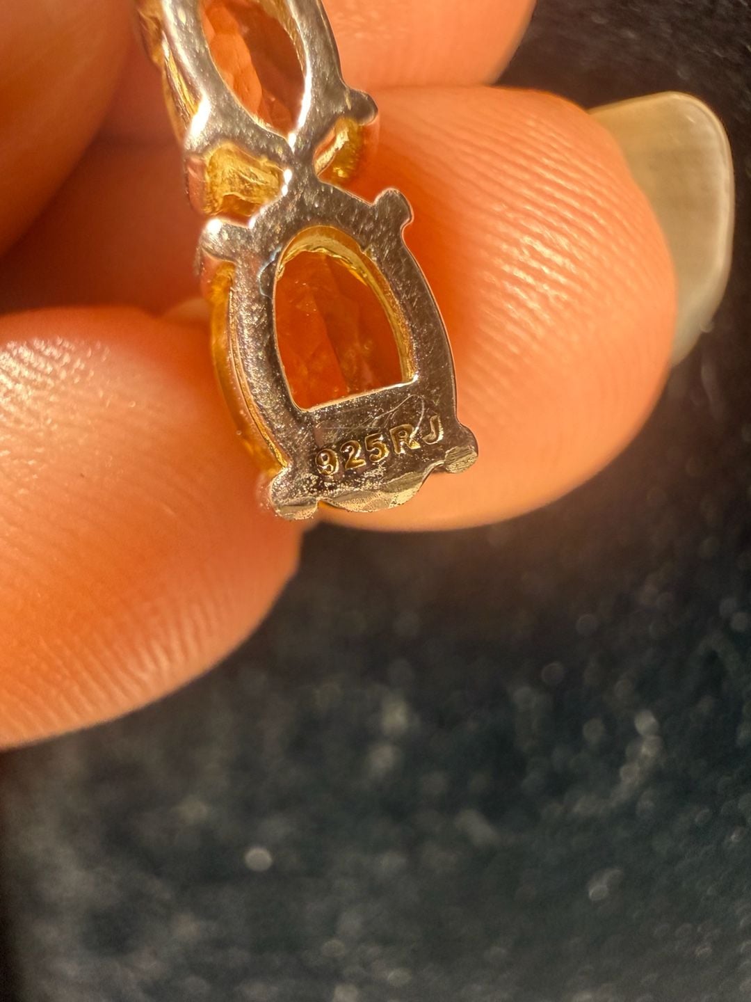 RJ Citrine Gemstone Pendant 925 Sterling Silver Oval Cut Three Stone 5