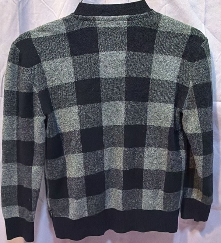 Abercrombie Kids Cardigan Size 5/6 Black Gray Plaid 3