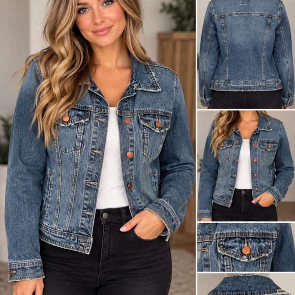 Universal Thread Denim Jean Jacket Size L Blue Distressed Raw Hem