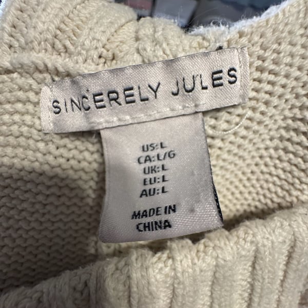 Sincerely Jules Sweater Vest Size L Beige Cable Knit