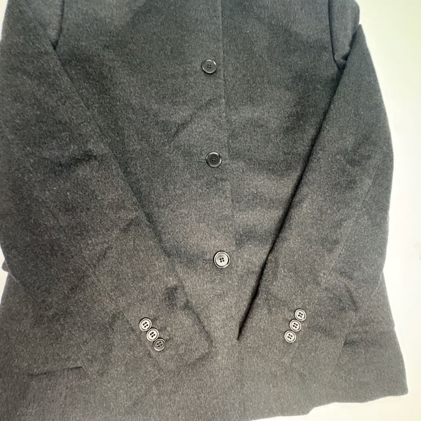 Max Mara Womens Gray 100% Virgin Wool Collarless Blazer Jacket Size 14