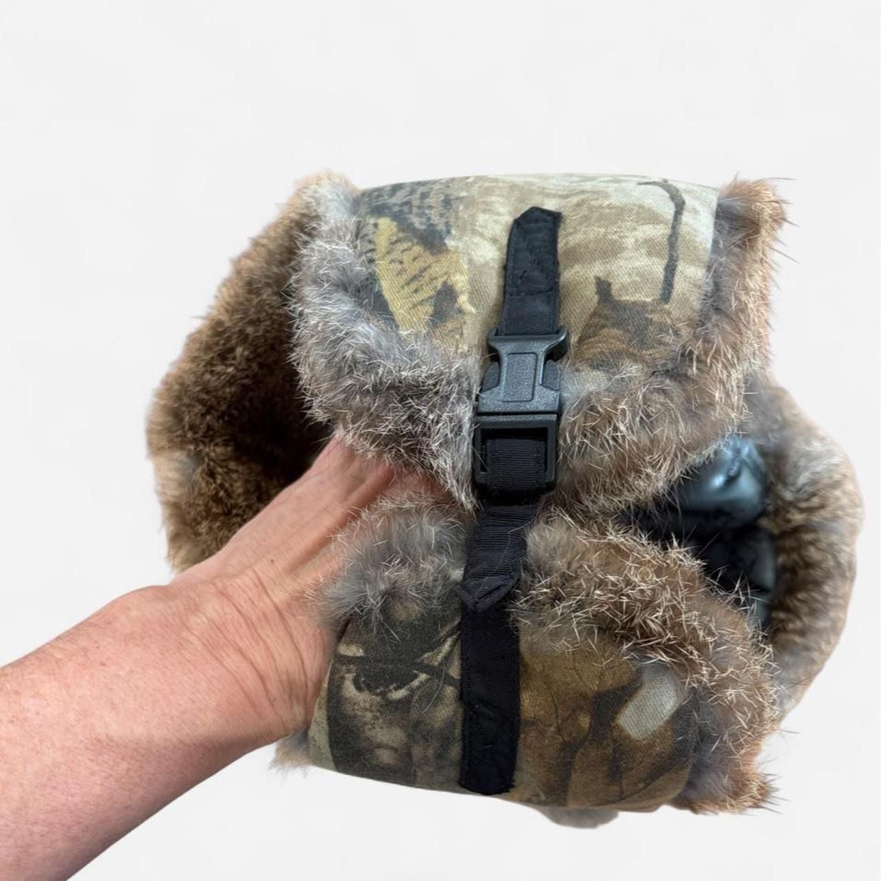 Mad Bomber Mossy Oak Breakup Camo Trapper Hat with Brown Rabbit Fur L 7
