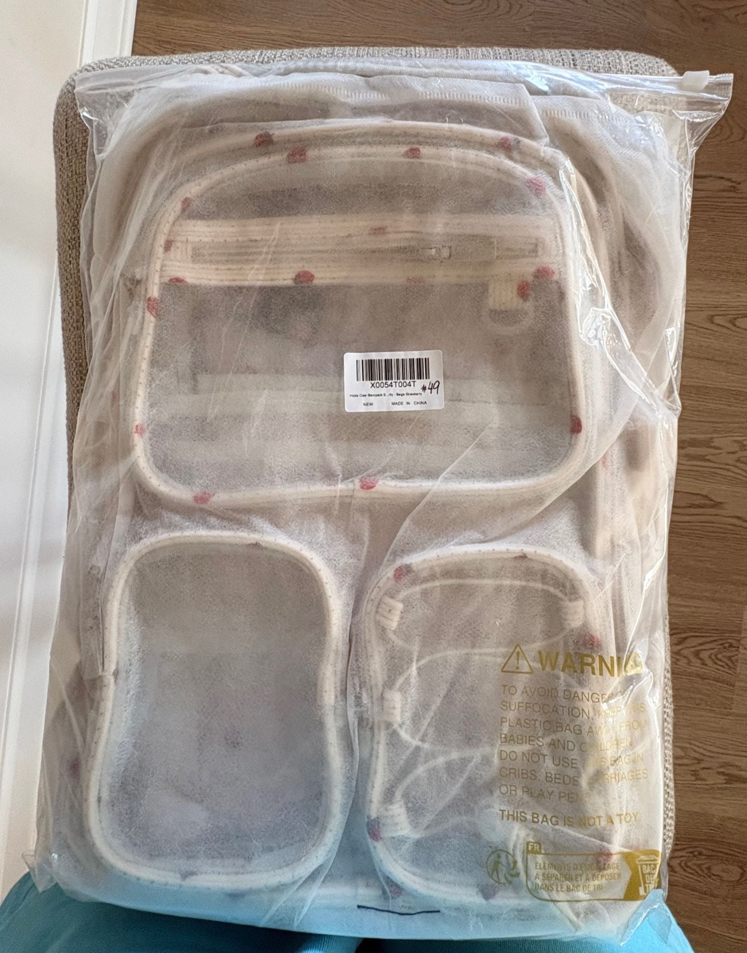 Hidds Clear Backpack Set with Lunch Bag and Pencil Case Beige Strawberry Large 10