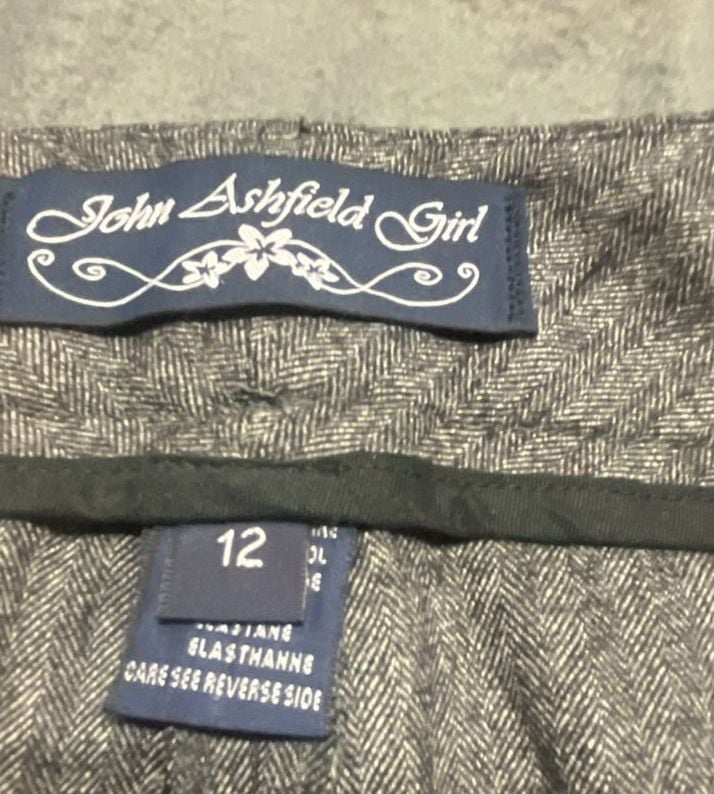 John Ashfield Girl Gray Pinstripe Two Piece Suit Set pants 12 Jacket 14  13