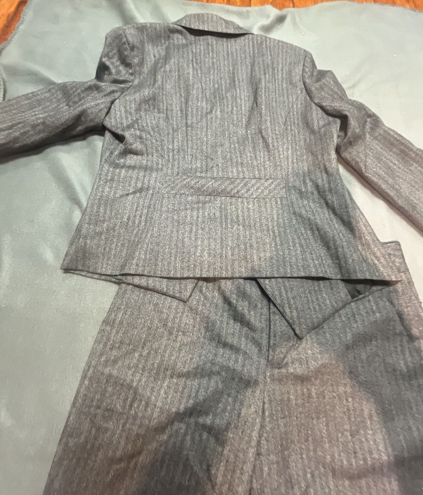 John Ashfield Girl Gray Pinstripe Two Piece Suit Set pants 12 Jacket 14  8