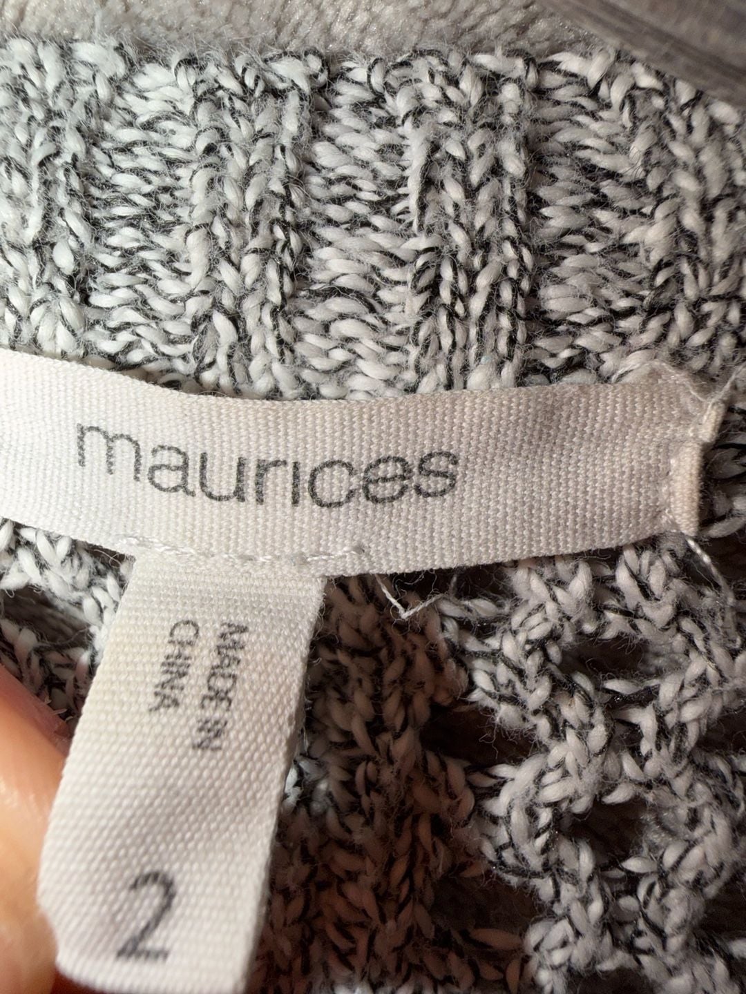 maurices Pointelle Open Front Duster Cardigan Size 2 Gray Cotton Blend 6