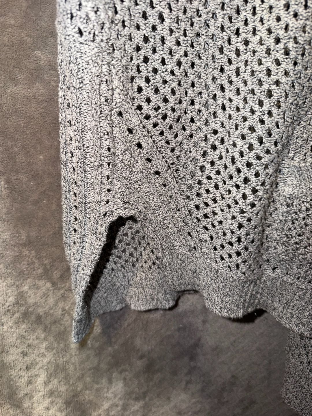 maurices Pointelle Open Front Duster Cardigan Size 2 Gray Cotton Blend 9
