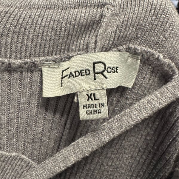 Faded Rose Sweater Size XL Gray Ribbed Long Sleeve Top