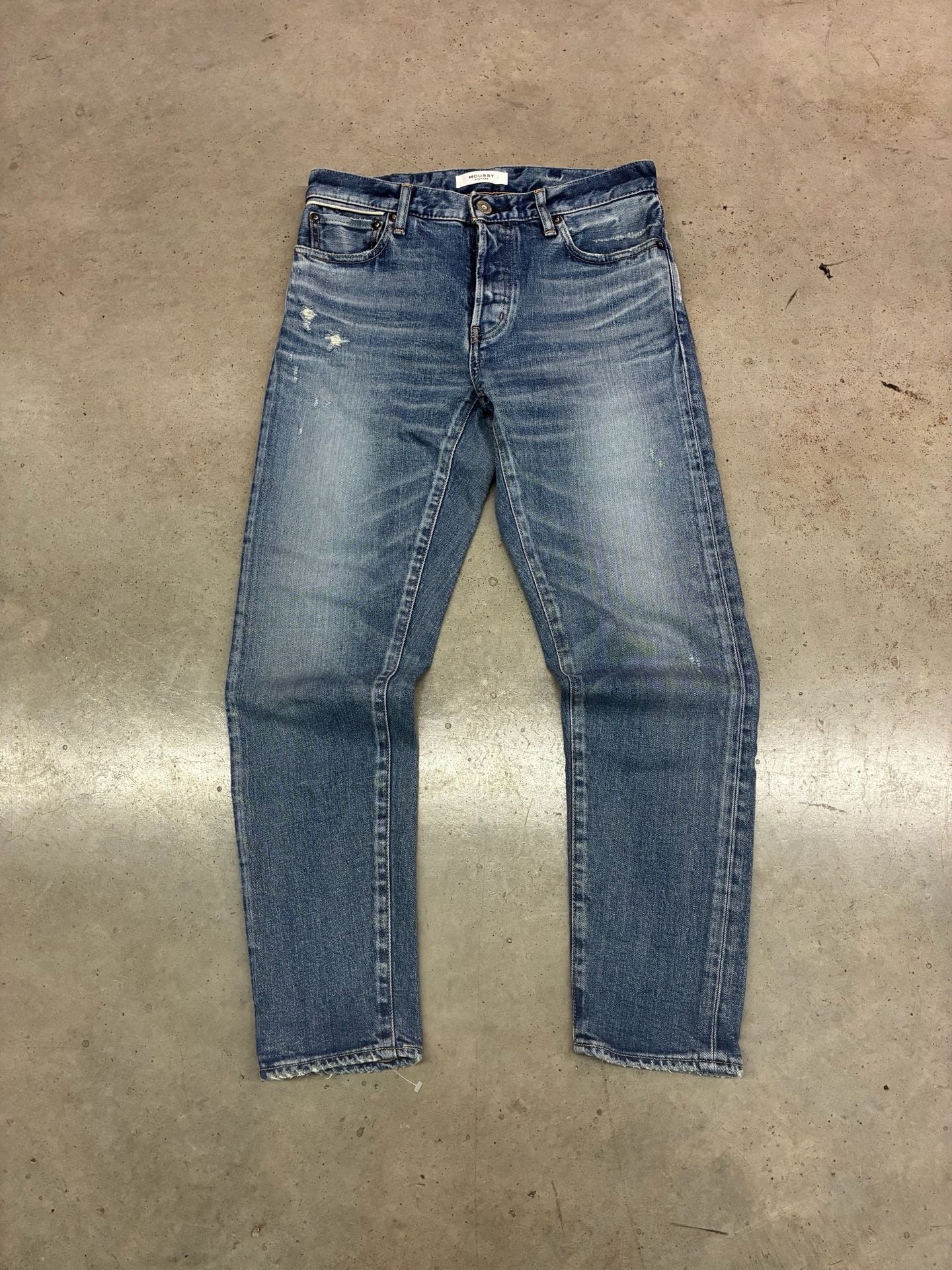 Moussy Vintage Denim Jeans Blue Distressed Tapered 2