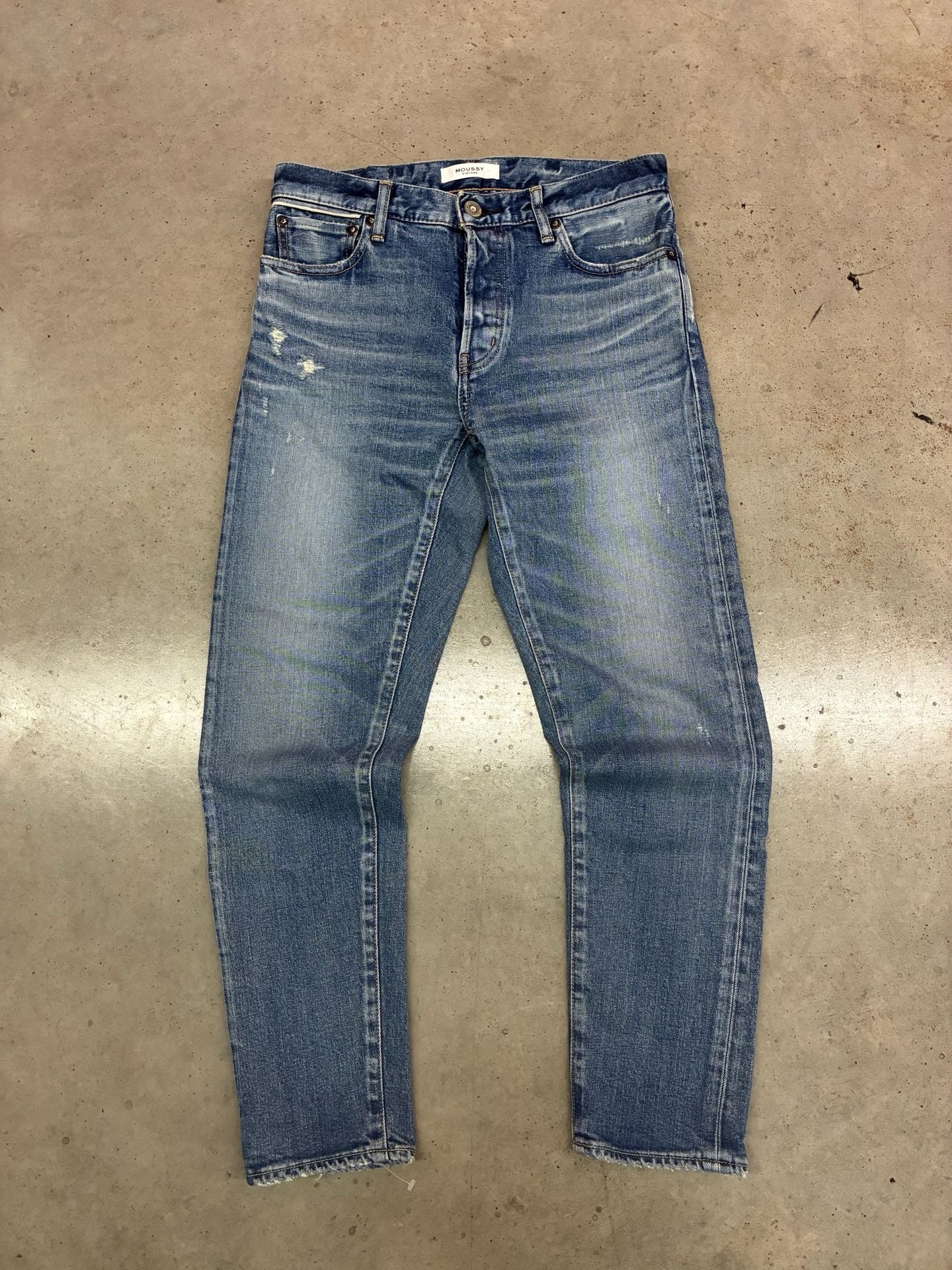 Moussy Vintage Denim Jeans Blue Distressed Tapered 3