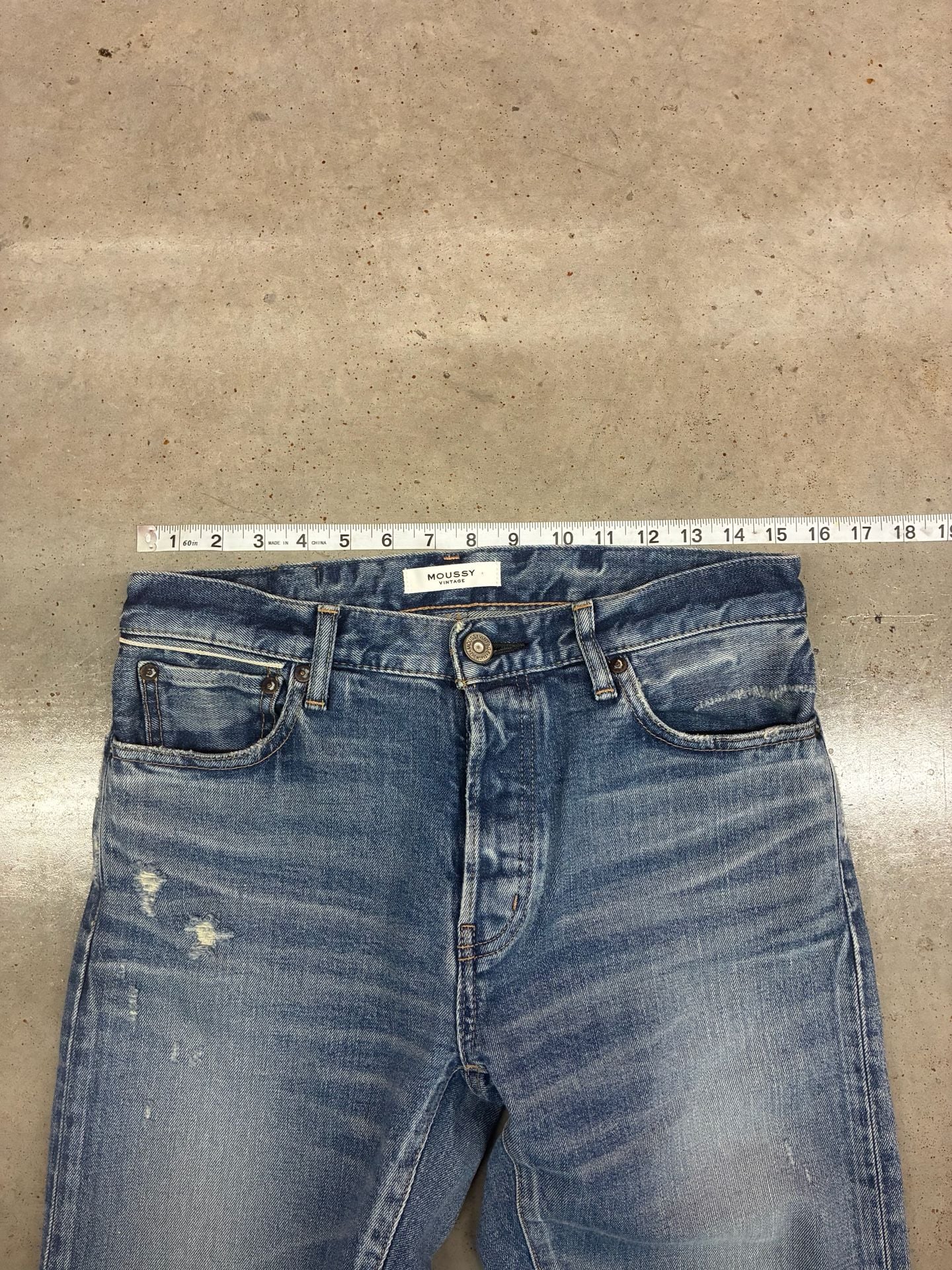 Moussy Vintage Denim Jeans Blue Distressed Tapered 6