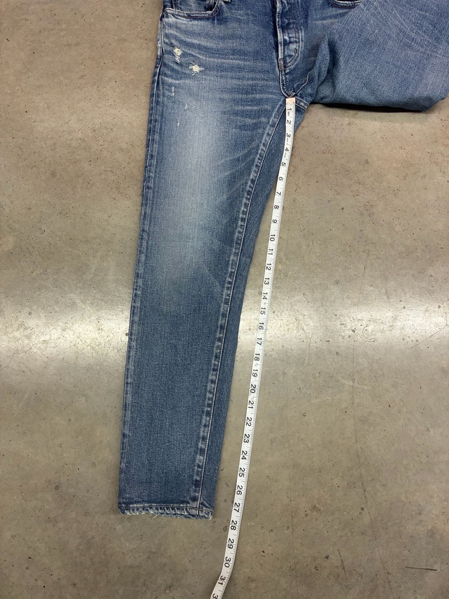 Moussy Vintage Denim Jeans Blue Distressed Tapered 7