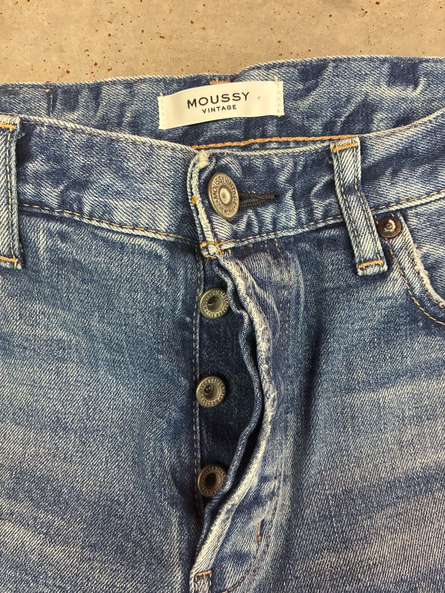 Moussy Vintage Denim Jeans Blue Distressed Tapered 10