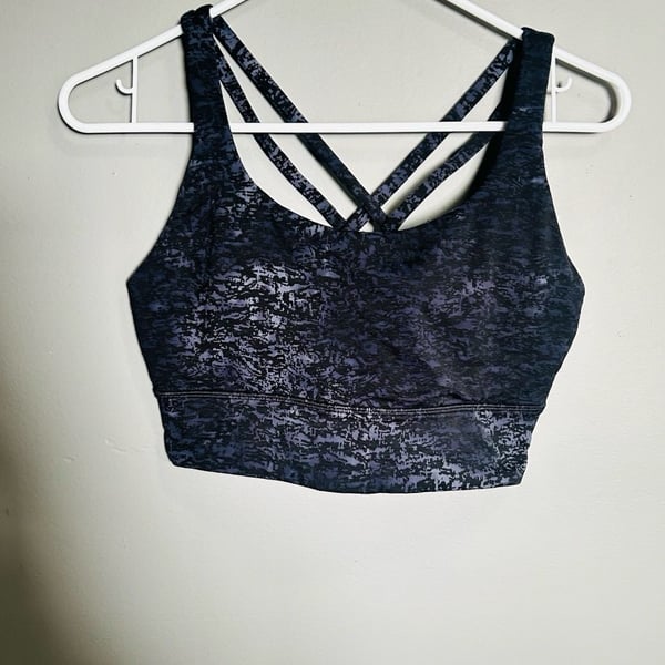 Lululemon Energy Long Line Bra Black Spray Dye. Pc 143