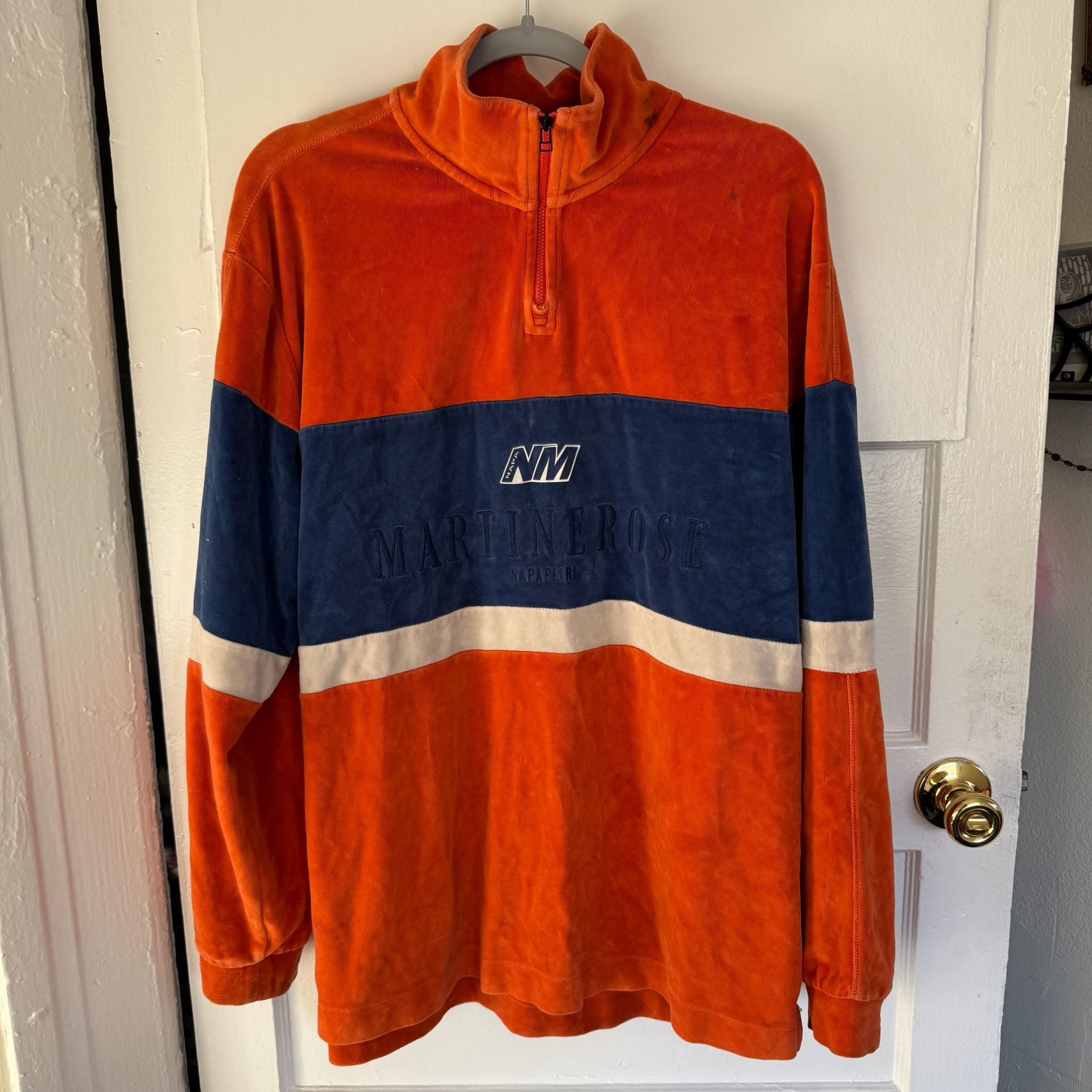 NAPA by Martine Rose Orange Velour Quarter Zip Jacket Napa x Martine Rose 2