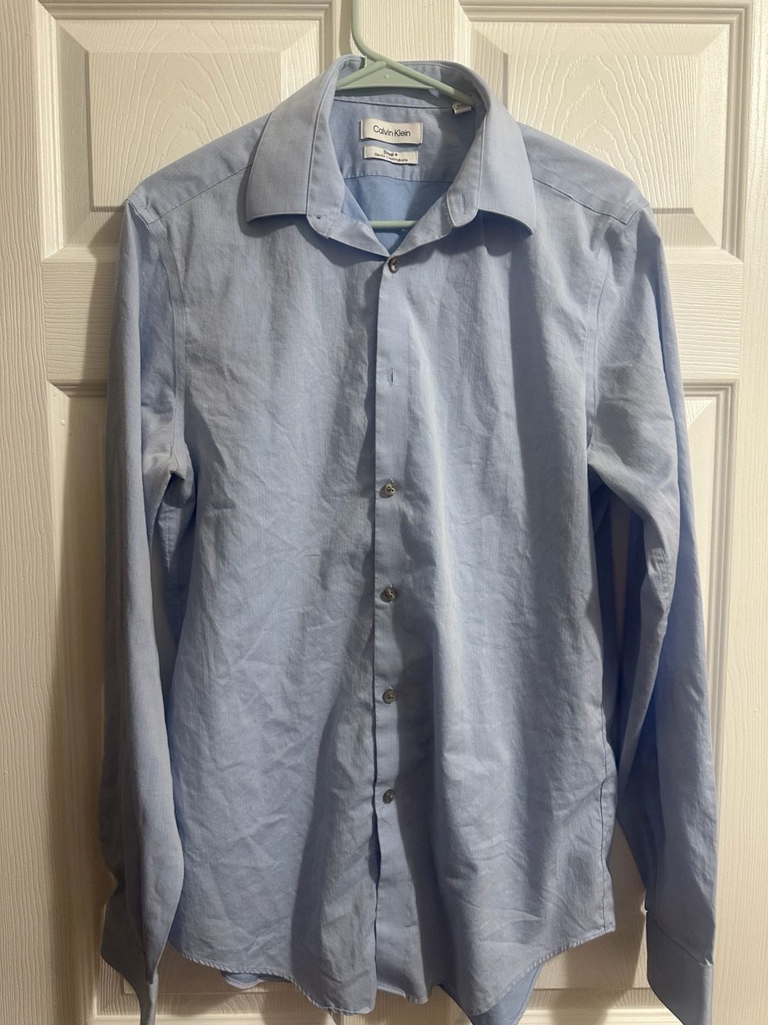Calvin Klein Steel Slim Fit Herringbone Shirt 15 1/2 34/35 Blue Long Sleeve 2