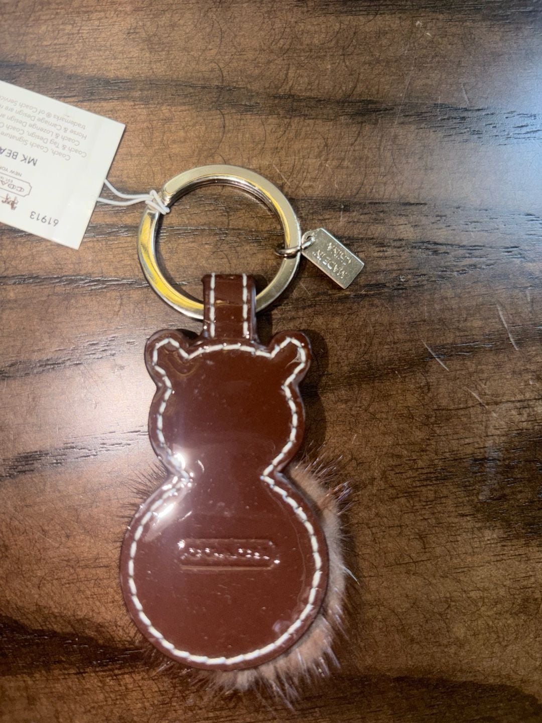 Coach MK Bear Keychain Charm with Pom Pom and Pink Bow 6