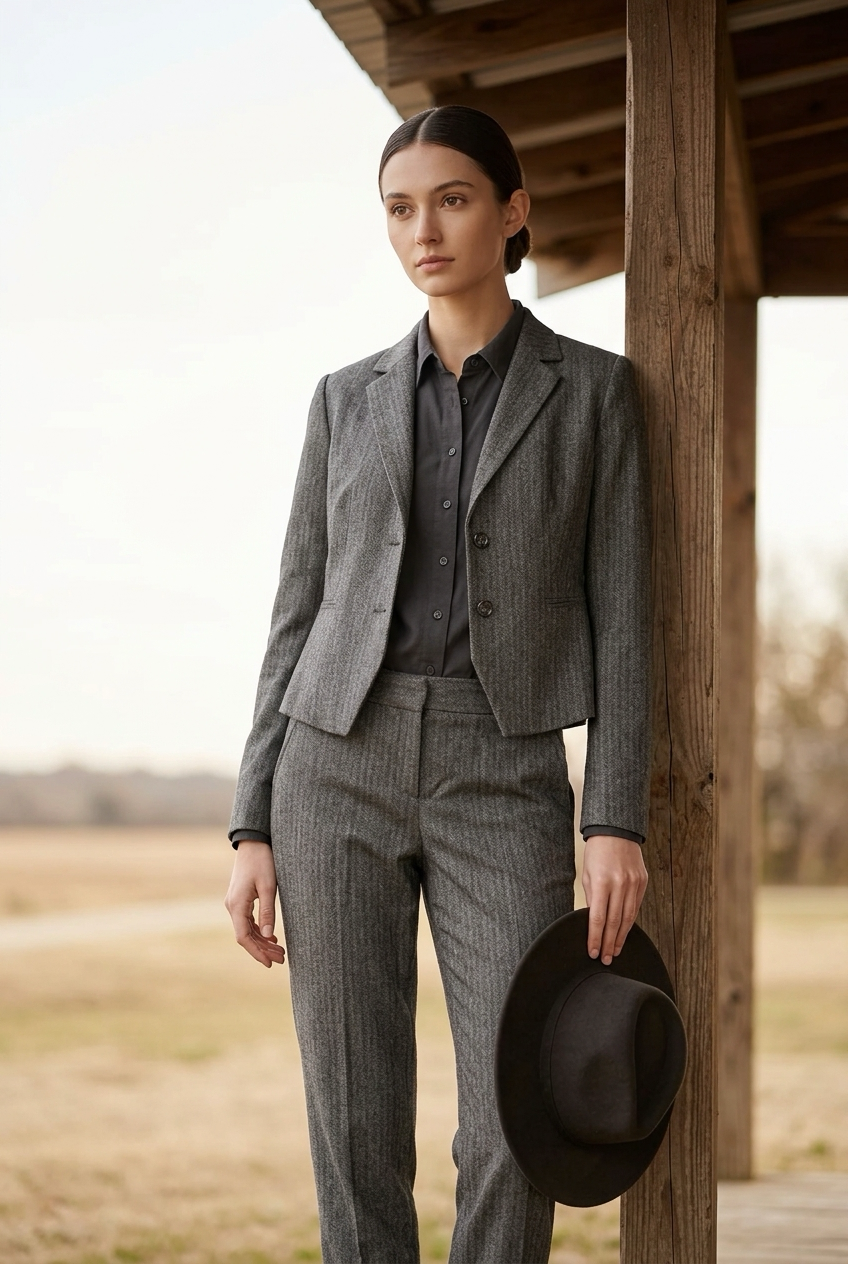 John Ashfield Girl Gray Pinstripe Two Piece Suit Set pants 12 Jacket 14  20